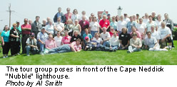 Photo of tour group in front of Nubble light.